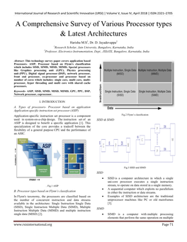 A Comprehensive Survey of Various Processor Types & Latest