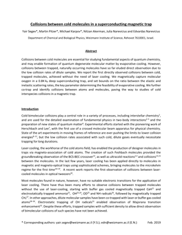 Collisions Between Cold Molecules in a Superconducting Magnetic Trap