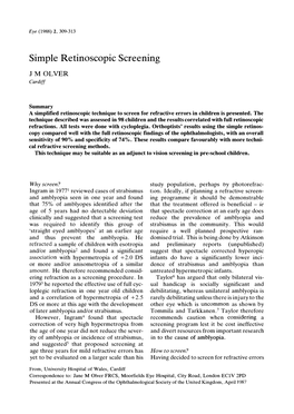 Simple Retinoscopic Screening