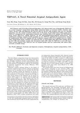 YKP1447, a Novel Potential Atypical Antipsychotic Agent