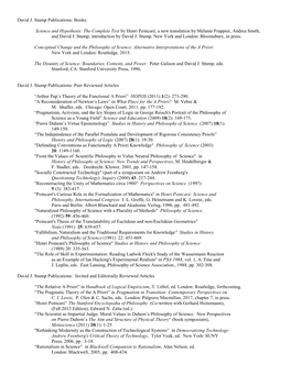 David J. Stump Publications: Books: Science and Hypothesis: the Complete Text by Henri Poincaré, a New Translation by Mélanie