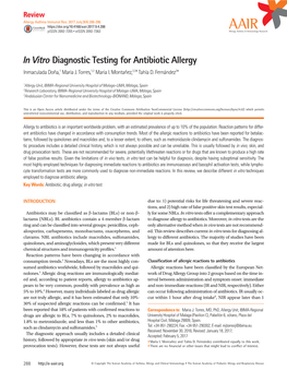 In Vitro Diagnostic Testing for Antibiotic Allergy Inmaculada Doña,1 Maria J
