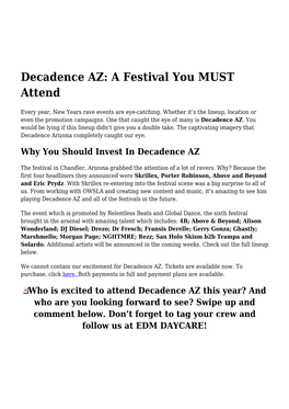 Decadence AZ: a Festival You MUST Attend