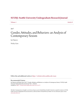 Gender, Attitudes, and Behaviors: an Analysis of Contemporary Sexism Ian Hajnosz