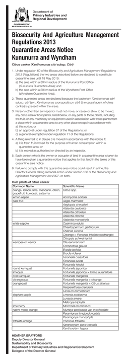 Biosecurity and Agriculture Management Regulations 2013