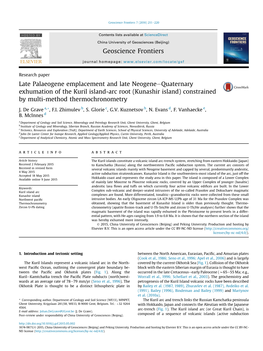 (Kunashir Island) Constrained by Multi-Method Thermochronometry