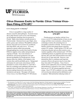 Citrus Tristeza Virusð Stem Pitting (CTV-SP)1