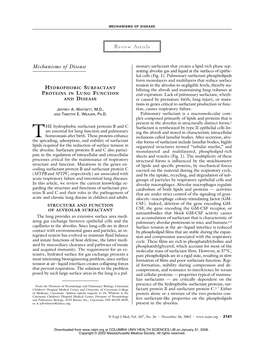 122602 Hydrophobic Surfactant Proteins in Lung Function