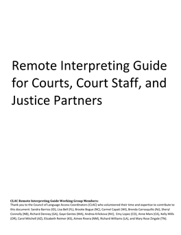 Remote Interpreting Guide for Courts, Court Staff, and Justice Partners