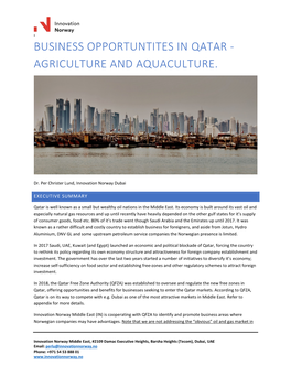 Business Opportuntites in Qatar - Agriculture and Aquaculture
