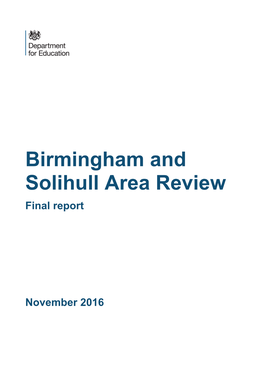 Birmingham and Solihull Area Review Final Report
