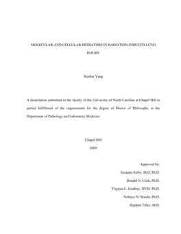 Molecular and Cellular Mediators in Radiation-Induced Lung