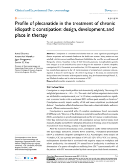 Profile of Plecanatide in the Treatment of Chronic Idiopathic Constipation: Design, Development, and Place in Therapy