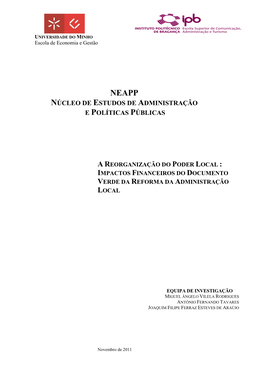 Reorganização Do Poder Local : Impactos Financeiros Do Documento Verde Da Reforma Da Administração Local