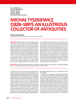 Michał Tyszkiewicz (1828–1897): an Illustrious Collector of Antiquities