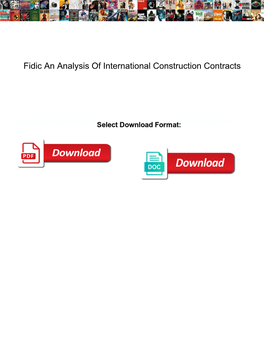 Fidic an Analysis of International Construction Contracts