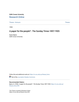 A Paper for the People? : the Sunday Times 1897-1905