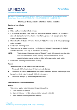 Staining Blood Films for Blood Parasites Other Than Malaria