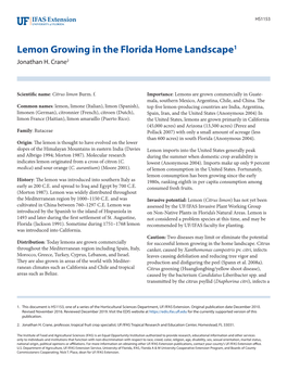 Lemon Growing in the Florida Home Landscape1 Jonathan H