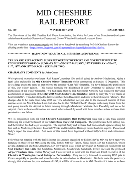 Mid Cheshire Rail Report Edition