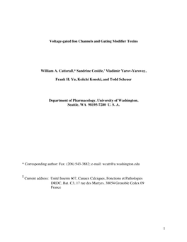 1 Voltage-Gated Ion Channels and Gating Modifier Toxins William A