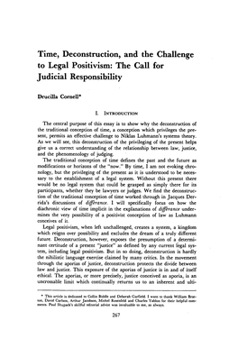 Time, Deconstruction, and the Challenge to Legal Positivism: the Call for Judicial Responsibility