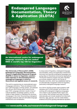 Endangered Languages Documentation, Theory & Application (ELDTA) T F