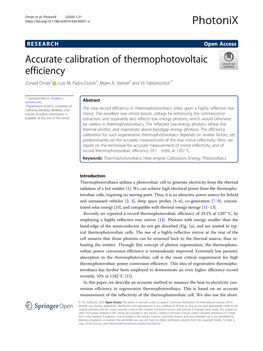 Accurate Calibration of Thermophotovoltaic Efficiency Zunaid Omair1 , Luis M