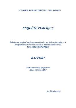 Enquête Publique Rapport