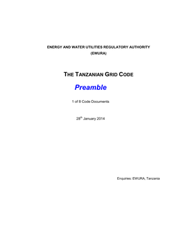 THE TANZANIAN GRID CODE Preamble
