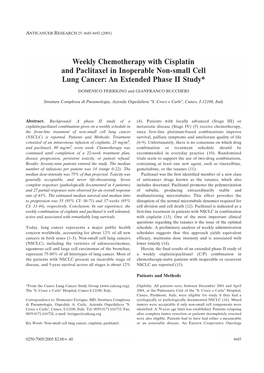 Weekly Chemotherapy with Cisplatin and Paclitaxel in Inoperable Non-Small Cell Lung Cancer: an Extended Phase II Study*