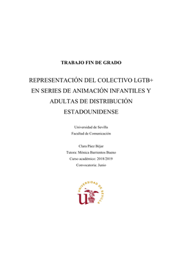 Representación Del Colectivo Lgtb+ En Series De Animación Infantiles Y Adultas De Distribución Estadounidense