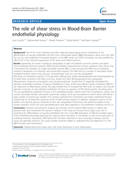 The Role of Shear Stress in Blood-Brain Barrier Endothelial