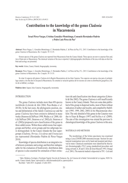 Contribution to the Knowledge of the Genus Cladonia in Macaronesia