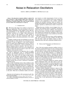Noise in Relaxation Oscillators