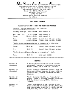 OHIO SLAVIC & £Sr £Uropean Newsletter