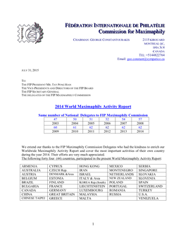 Maximaphily Activity Reports Per Country