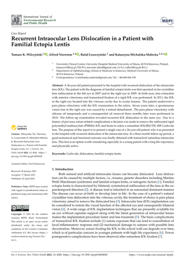 Recurrent Intraocular Lens Dislocation in a Patient with Familial Ectopia Lentis