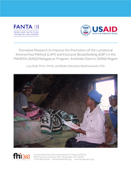 (LAM) and Exclusive Breastfeeding (EBF) in the MAHEFA USAID/Madagascar Program, Ambilobe District, DIANA Region