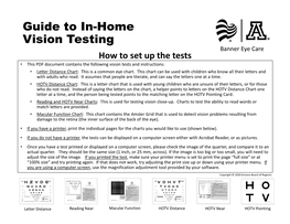Banner Eye Care Visual Acuity Test 2.0 This Page Is ANSI Letter Sized (8.5”X11”)