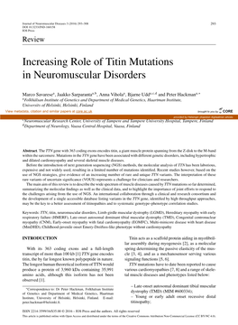 Increasing Role of Titin Mutations in Neuromuscular Disorders