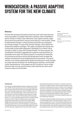 Windcatcher: a Passive Adaptive System for the New Climate