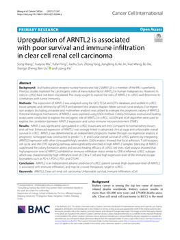 Upregulation of ARNTL2 Is Associated with Poor Survival and Immune