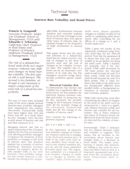 Technical Notes Interest Rate Volatility and Bond Prices