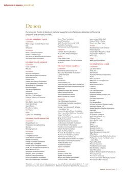 Donors Our Sincerest Thanks to Local and National Supporters Who Help Make Volunteers of America Programs and Services Possible.*