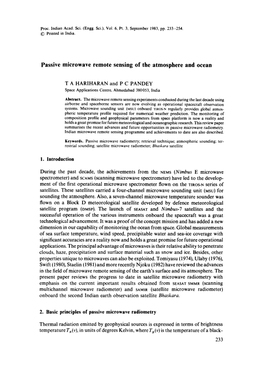 Passive Microwave Remote Sensing of the Atmosphere and Ocean