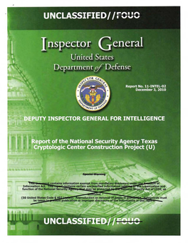 Report of the National Security Agency Texas Cryptologic Center