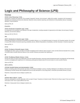 Logic and Philosophy of Science (LPS) 1