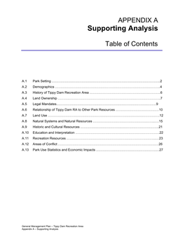 Tippy Dam Management Plan Appendix A