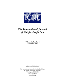 The International Journal of Not-For-Profit Law